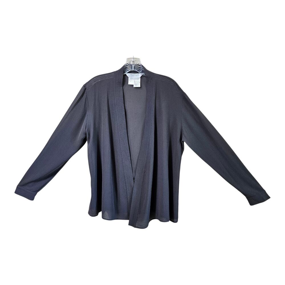 MAX MARA Women's 8 Silk Chiffon Cardigan Gray Long Sleeve Quiet Luxury Italy 38"